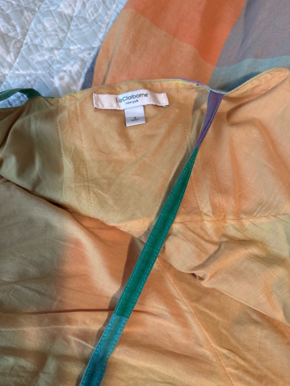 Liz Claiborne Multicolor Patchwork Maxi Dress in Pink, Green, Blue & Yellow - Picture 7 of 9